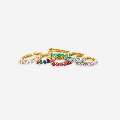 Gemstone Sleeper Huggie Hoop Earrings