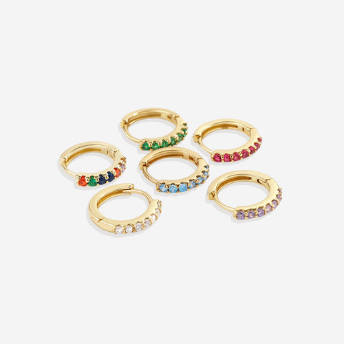 Gemstone Sleeper Huggie Hoop Earrings