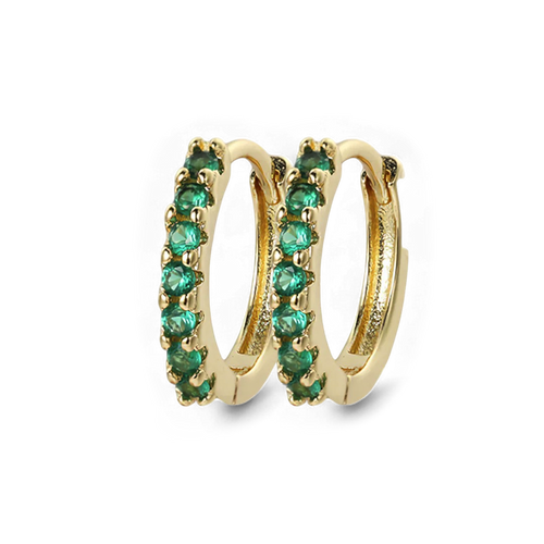 Gemstone Sleeper Huggie Hoop Earrings