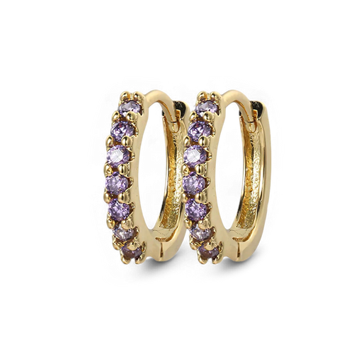 Gemstone Sleeper Huggie Hoop Earrings