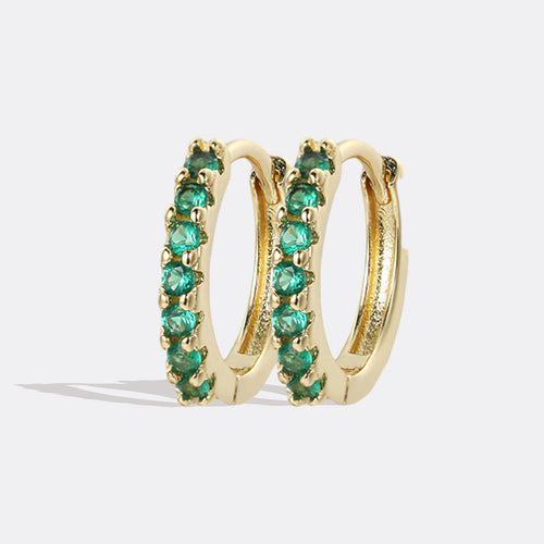 Gemstone Sleeper Huggie Hoop Earrings