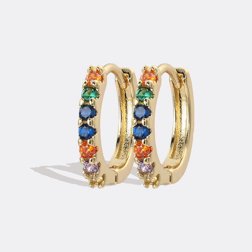 Gemstone Sleeper Huggie Hoop Earrings