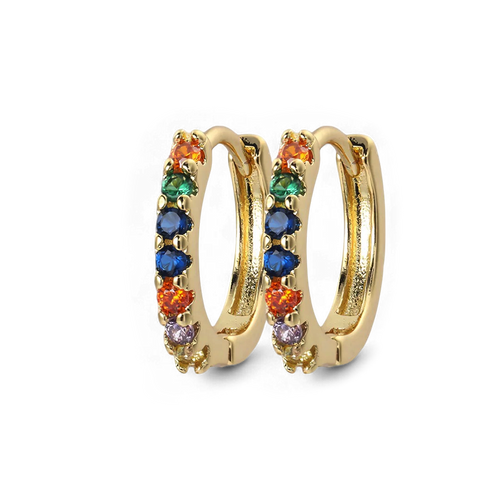 Gemstone Sleeper Huggie Hoop Earrings