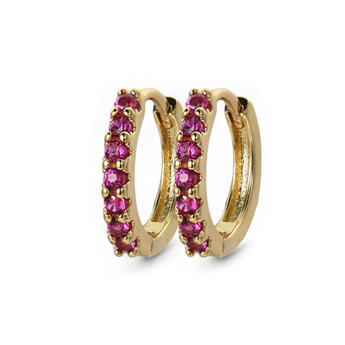 Gemstone Sleeper Huggie Hoop Earrings