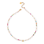 Gemstone and Pearl Initial Necklace