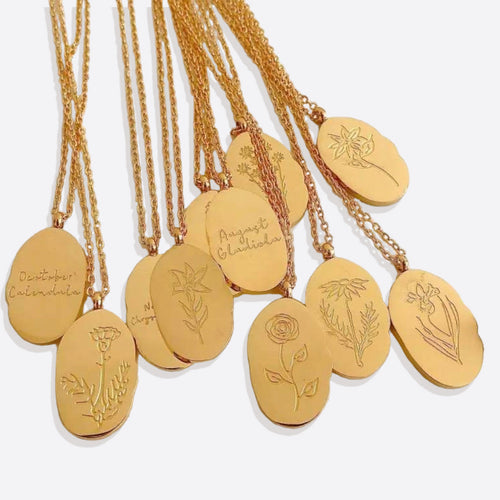 Birth Flower Pendant Necklace