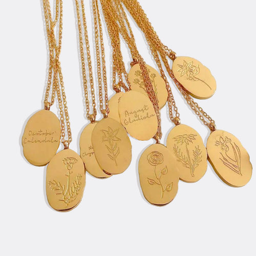 Birth Flower Pendant Necklace
