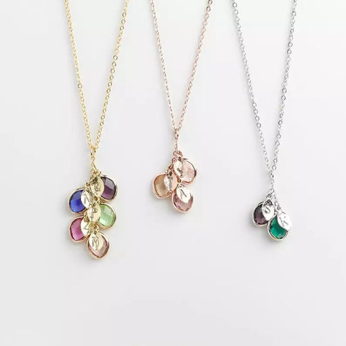 Family Birthstone Cluster Necklace