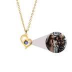 Half Pave Heart Photo Necklace