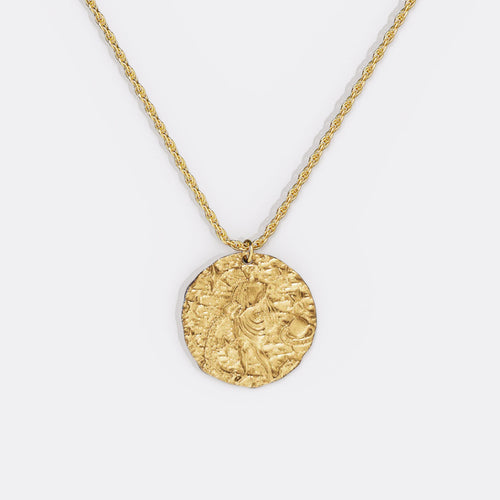 Hammered Zodiac Pendant Necklace