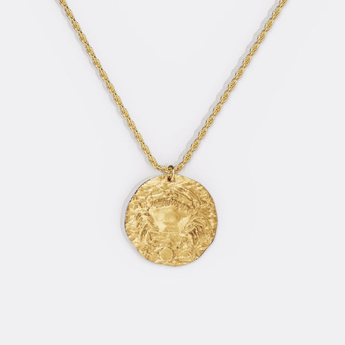 Hammered Zodiac Pendant Necklace
