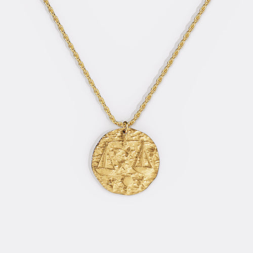 Hammered Zodiac Pendant Necklace