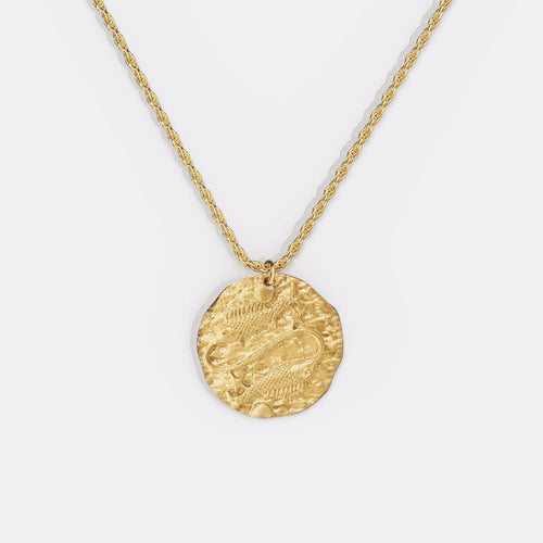 Hammered Zodiac Pendant Necklace