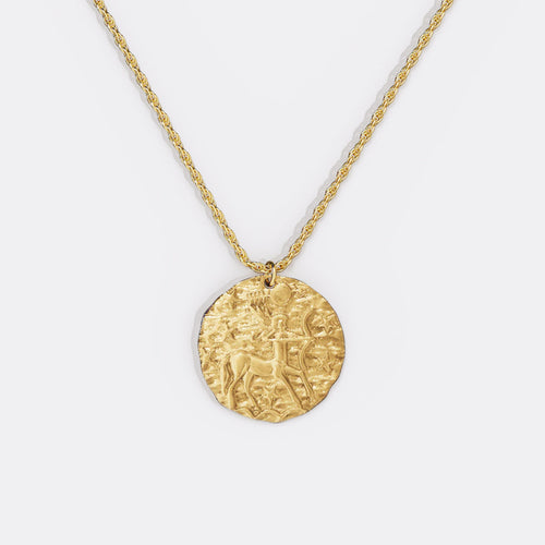 Hammered Zodiac Pendant Necklace
