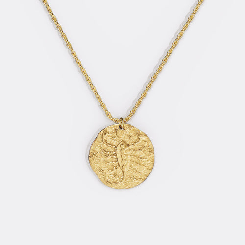 Hammered Zodiac Pendant Necklace
