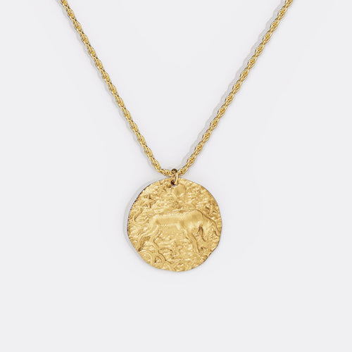 Hammered Zodiac Pendant Necklace