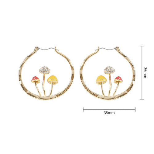Boho Mushroom Hoop Earrings