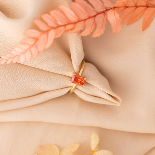 Emerald Cut Birthstone Ring