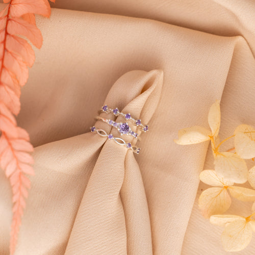 Amethyst Stacking Ring Set