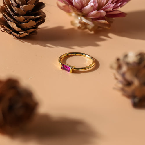 Custom Baguette Birthstone Ring