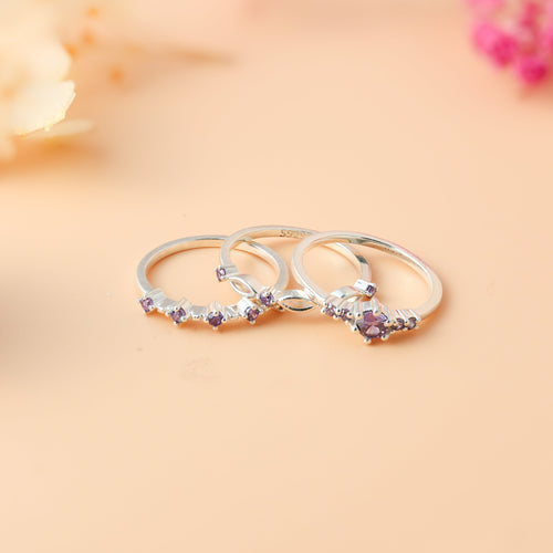 Amethyst Stacking Ring Set
