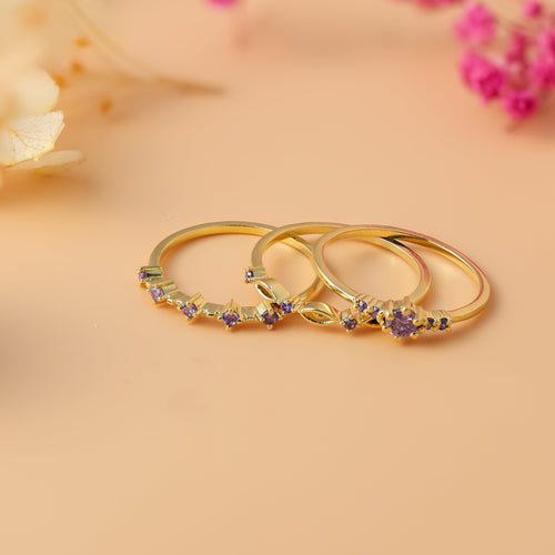 Amethyst Stacking Ring Set
