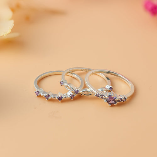 Amethyst Stacking Ring Set