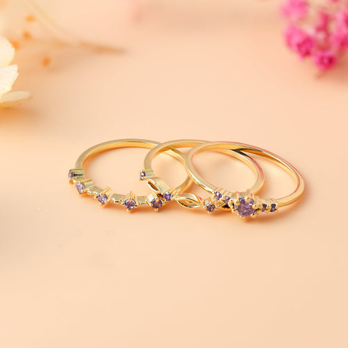 Amethyst Stacking Ring Set