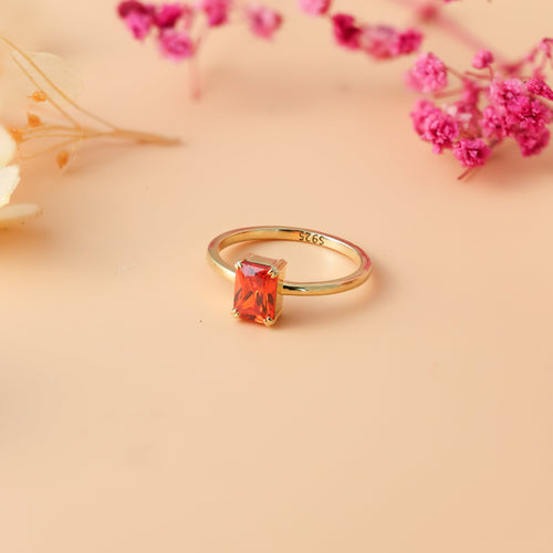 Emerald Cut Birthstone Ring