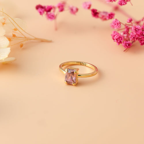 Emerald Cut Birthstone Ring