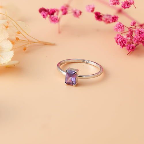Emerald Cut Birthstone Ring
