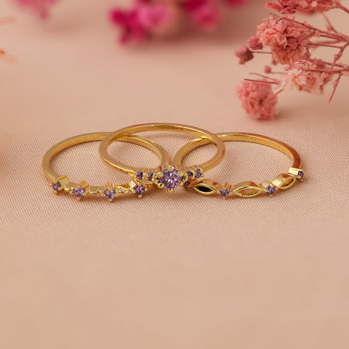 Amethyst Stacking Ring Set