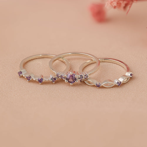 Amethyst Stacking Ring Set
