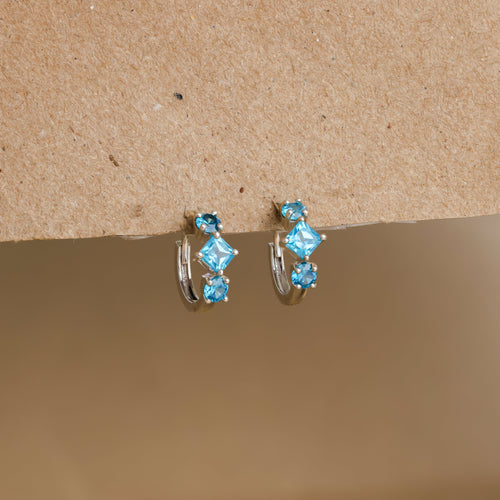Aquamarine Huggie Hoops
