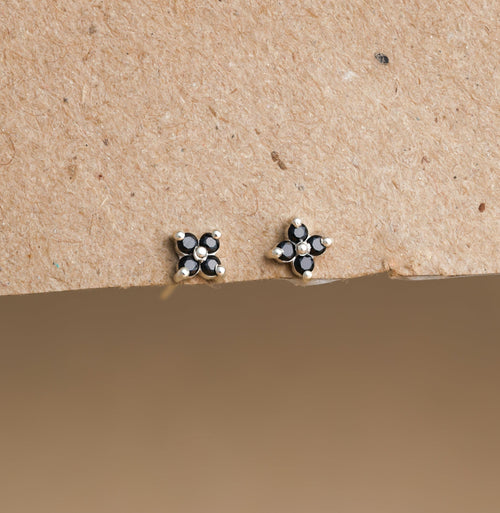 Black Flower Stud Earrings