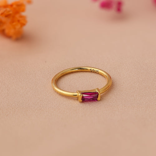 Custom Baguette Birthstone Ring