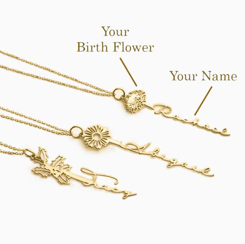 Birth Flower Name Necklace