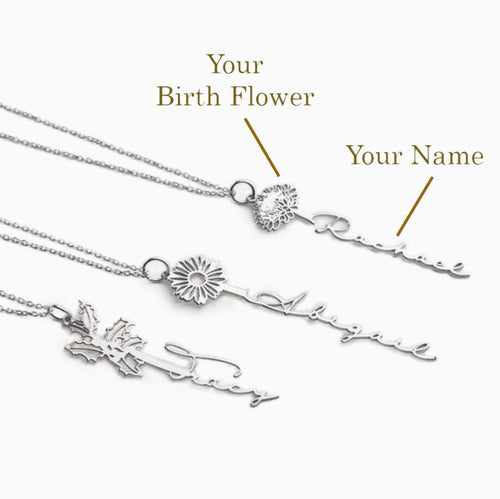 Birth Flower Name Necklace