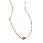 Initial Necklace with Birthstone Accent