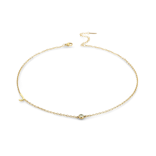 Initial Necklace with Birthstone Accent