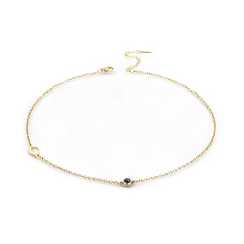 Initial Necklace with Birthstone Accent