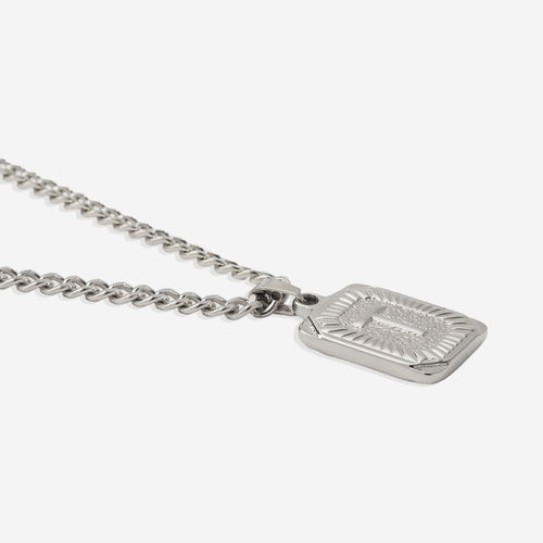 Initial Card Pendant Necklace with Curb Chain