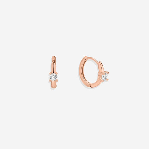 Dainty Single Stone Huggie Hoops