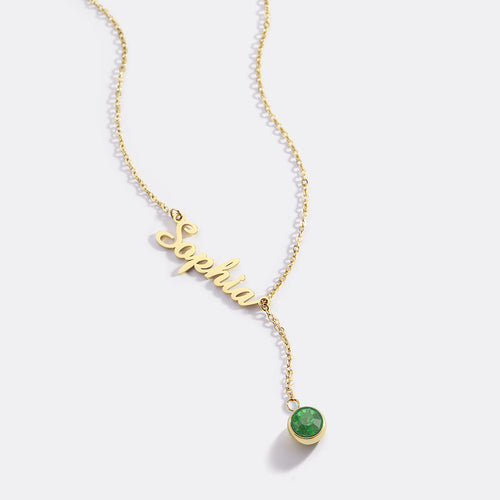 Birthstone Lariat Name Necklace