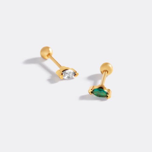 Marquis Gemstone Sleeper Stud Earrings