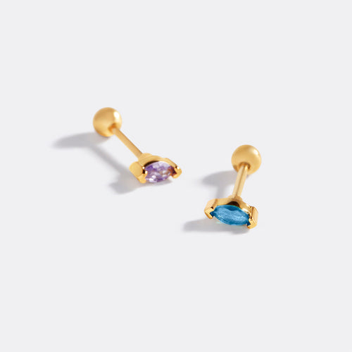 Marquis Gemstone Sleeper Stud Earrings