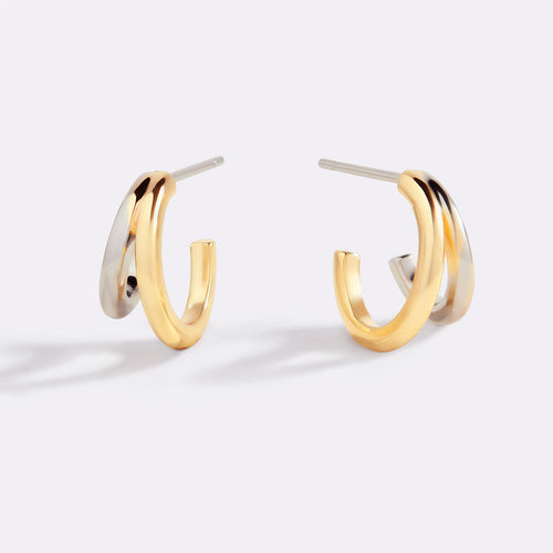 Mixed Metal Double Hoop Earrings