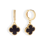 Pave Clover Drop Earrings