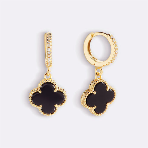 Pave Clover Drop Earrings