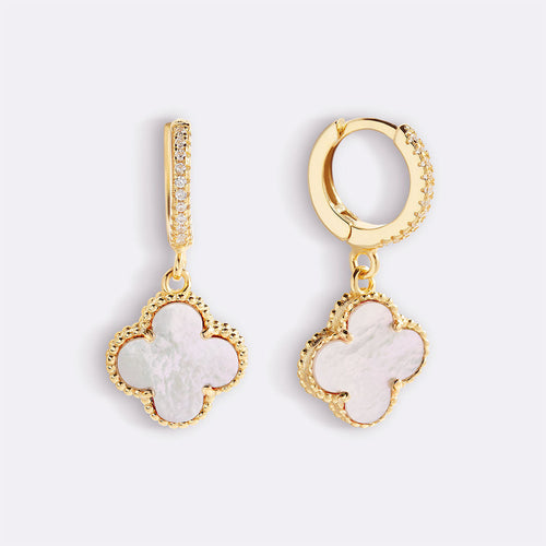 Pave Clover Drop Earrings